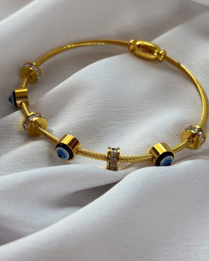 Evil Eye Gold Zircon Bangle (Bracelet)