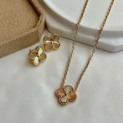 Four Leaf Lucky Clover Set Gold Necklace