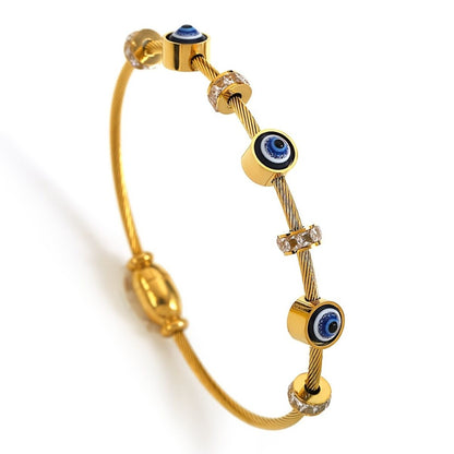 Evil Eye Gold Zircon Bangle (Bracelet)