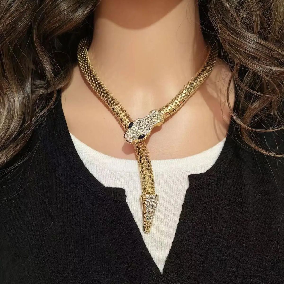 Gold Snake Wrap Necklace