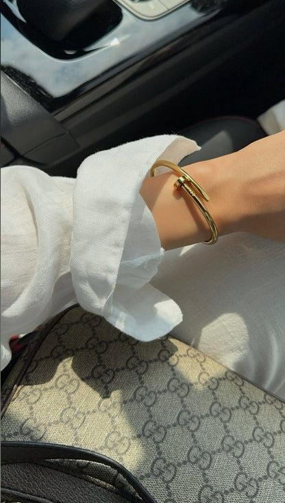 Sleek Gold Nail Cuff Bracelet