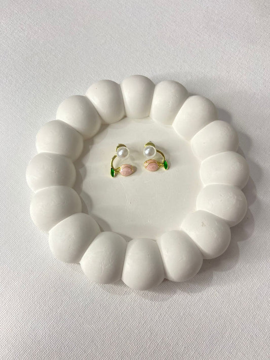 Blush Blossom Pearl & Pink Bud Stud Earrings