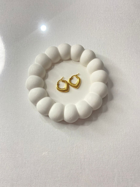 Textured Chevron Gold Hoop Earrings