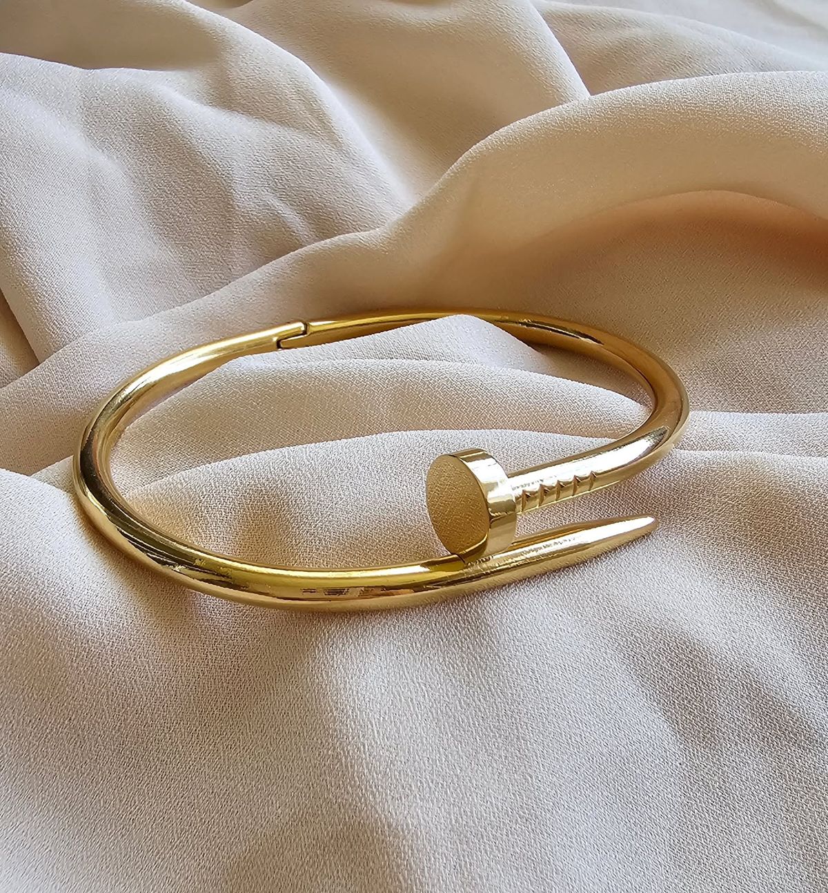 Sleek Gold Nail Cuff Bracelet