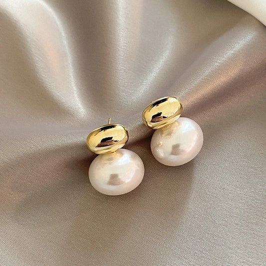 Elegant Gold-Plated Pearl Drop Earrings