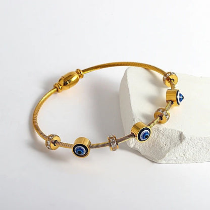 Evil Eye Gold Zircon Bangle (Bracelet)