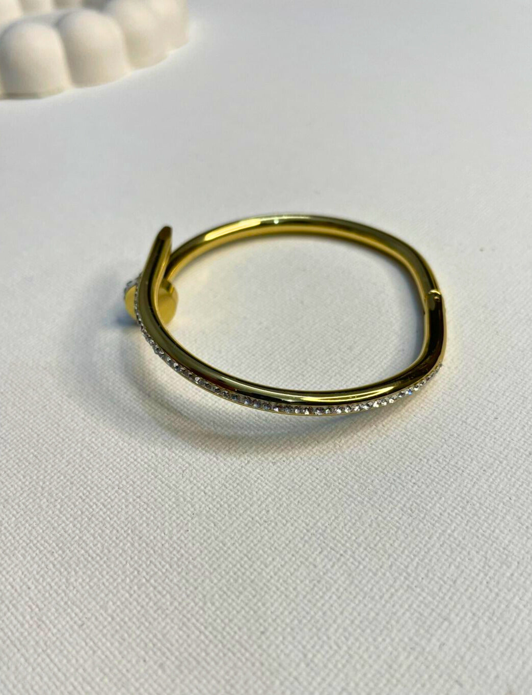 Luxury Gold Nail Bracelet with Diamond Accents