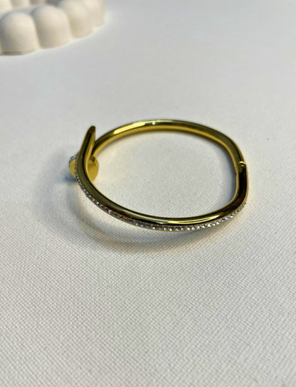 Luxury Gold Nail Bracelet with Diamond Accents