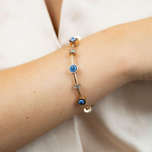 Evil Eye Gold Zircon Bangle (Bracelet)
