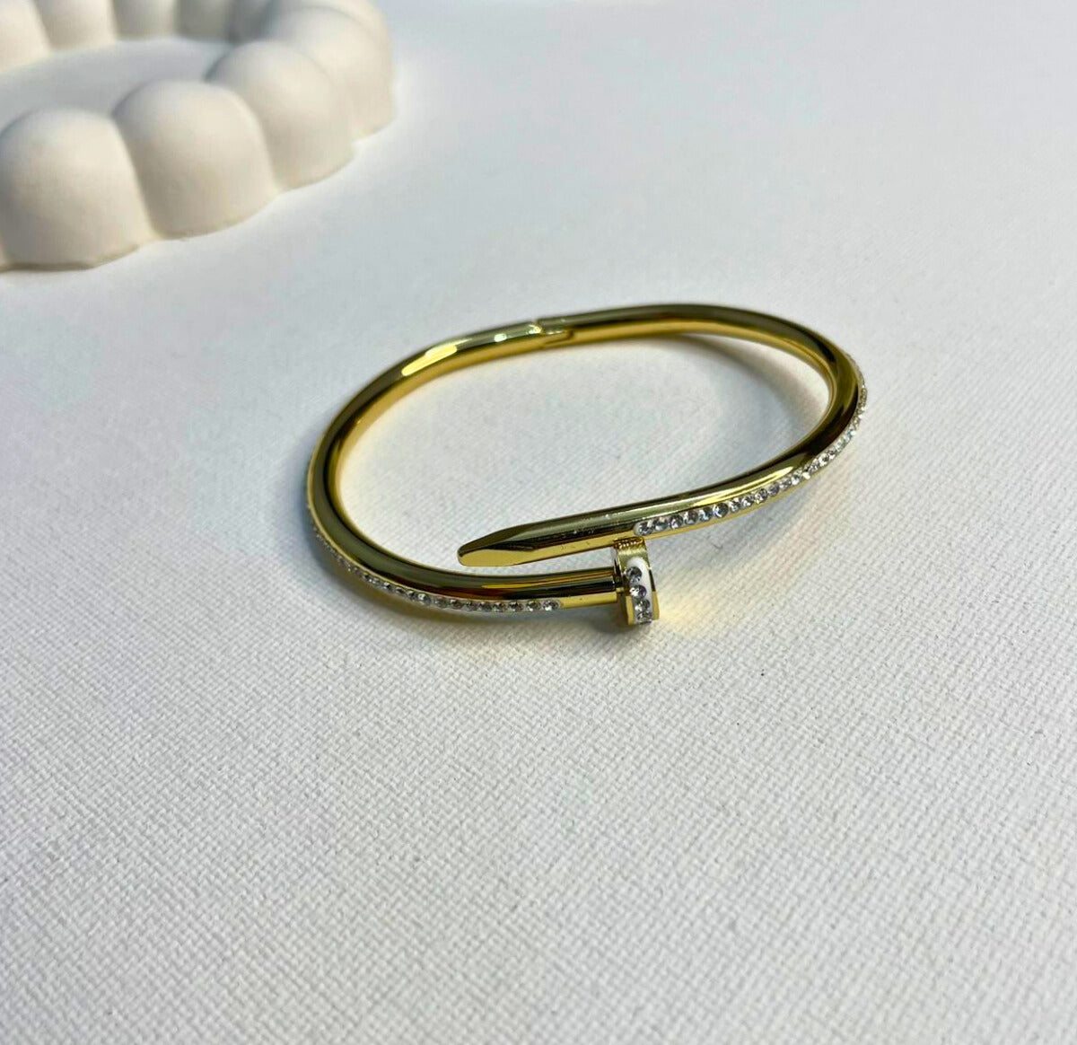 Luxury Gold Nail Bracelet with Diamond Accents