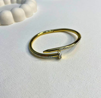 Luxury Gold Nail Bracelet with Diamond Accents